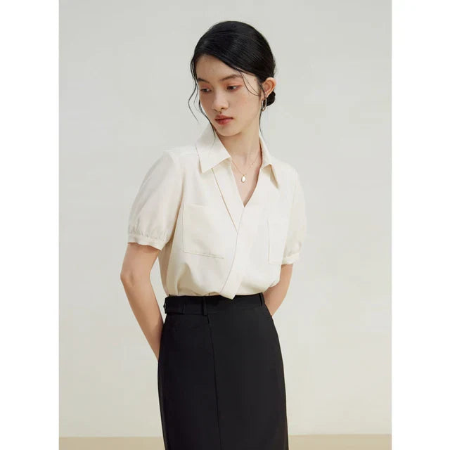 V-Hals Blouse Zomerse Chic Damestijl
