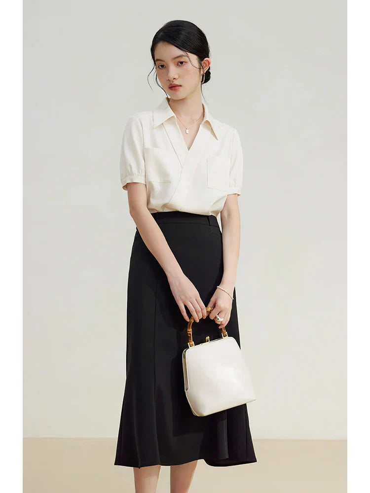 V-Hals Blouse Zomerse Chic Damestijl