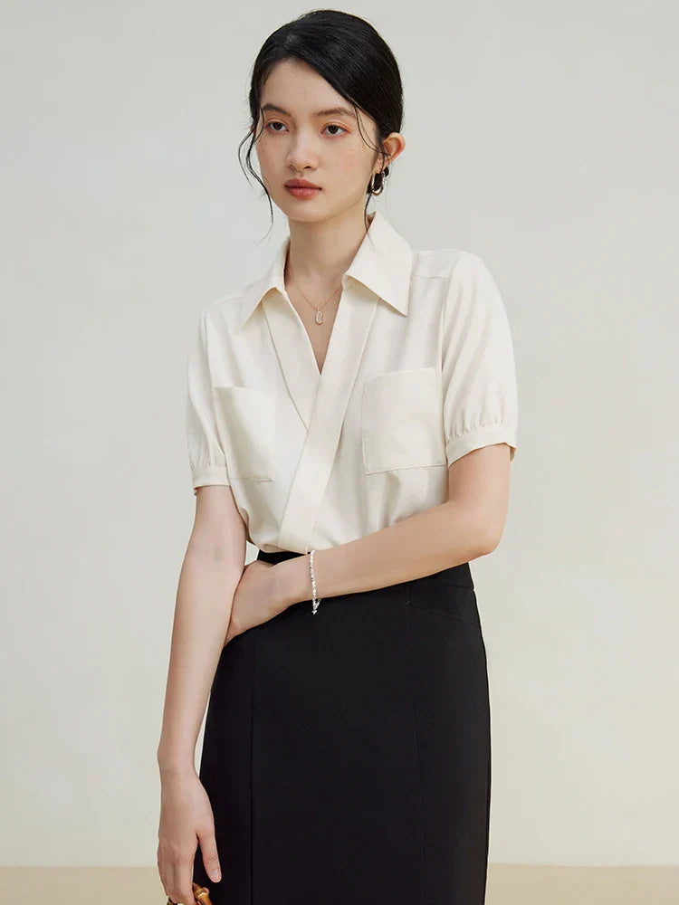 V-Hals Blouse Zomerse Chic Damestijl