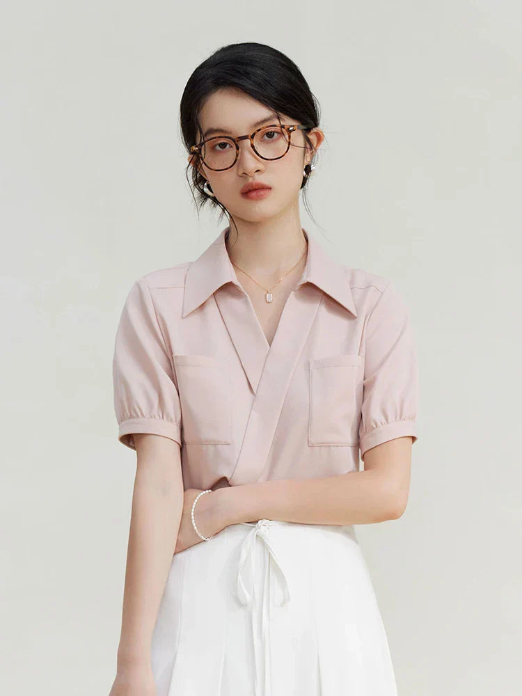 V-Hals Blouse Zomerse Chic Damestijl