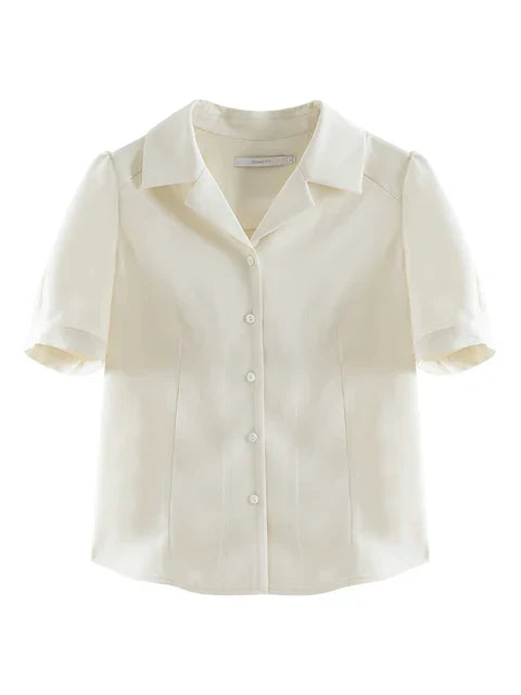 Witte Blouse Franse Stijl Damen blouse Kort Model - StudioMarella
