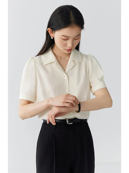 Witte Blouse Franse Stijl Damen blouse Kort Model