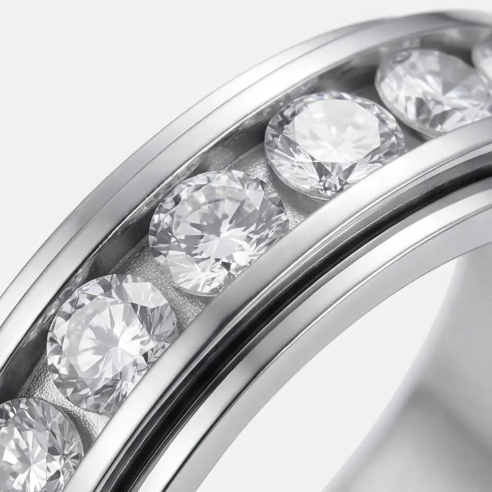 Draaibare Ring met Zirkonia Stenen Titanium Staal Zilver Goud Rosé Goud 3 Kleuren Briljante Sieraden voor Dagelijks Gebruik