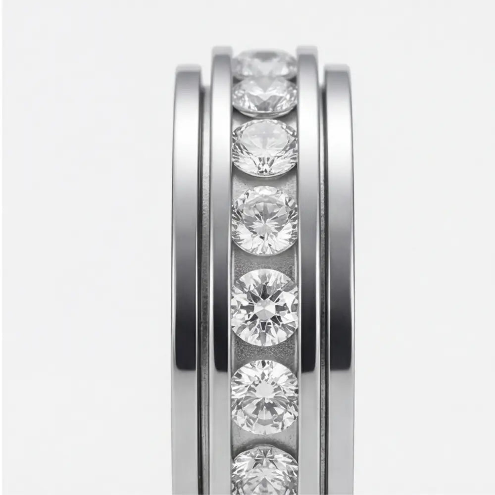 Draaibare Ring met Zirkonia Stenen Titanium Staal Zilver Goud Rosé Goud 3 Kleuren Briljante Sieraden voor Dagelijks Gebruik