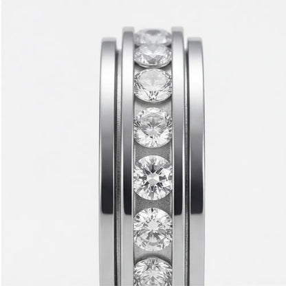 Draaibare Ring met Zirkonia Stenen Titanium Staal Zilver Goud Rosé Goud 3 Kleuren Briljante Sieraden voor Dagelijks Gebruik