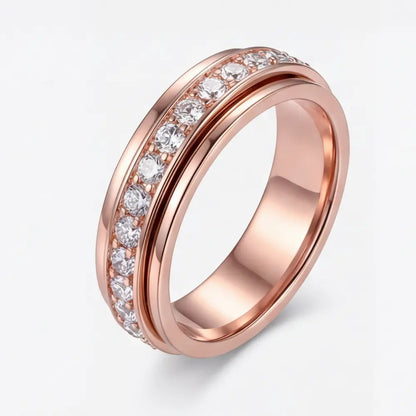 Draaibare Ring met Zirkonia Stenen Titanium Staal Zilver Goud Rosé Goud 3 Kleuren Briljante Sieraden voor Dagelijks Gebruik