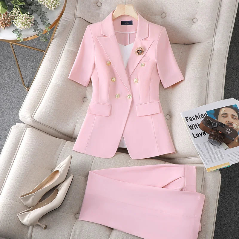 Dames Blazer Pantalon Set Zwart Formaliteit