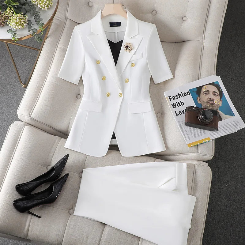 Dames Blazer Pantalon Set Zwart Formaliteit