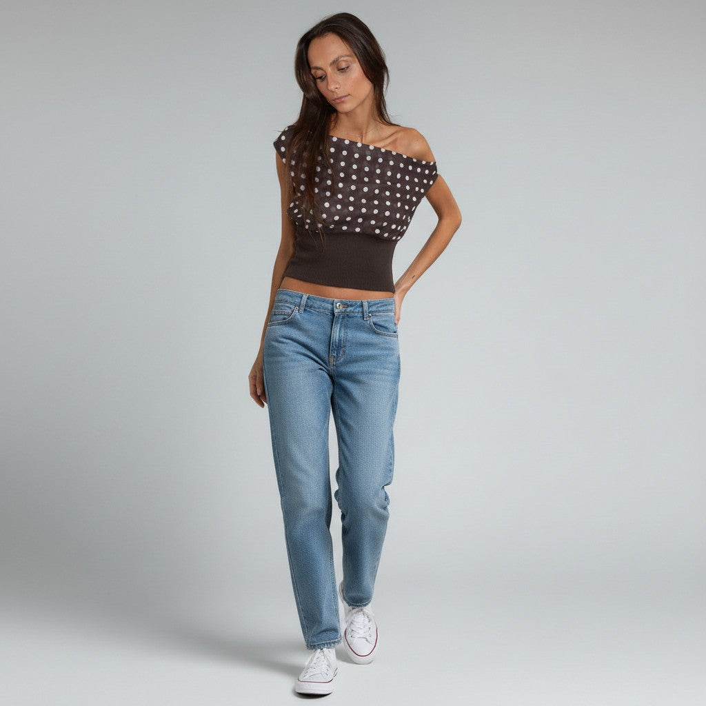 Vrouwelijke Off-Shoulder Top met Polkadots - StudioMarella