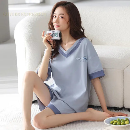 Zachte Kat Pyjama Set voor Vrouwen Zomerse Nacht