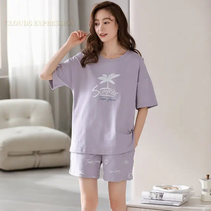 Zachte Kat Pyjama Set voor Vrouwen Zomerse Nacht