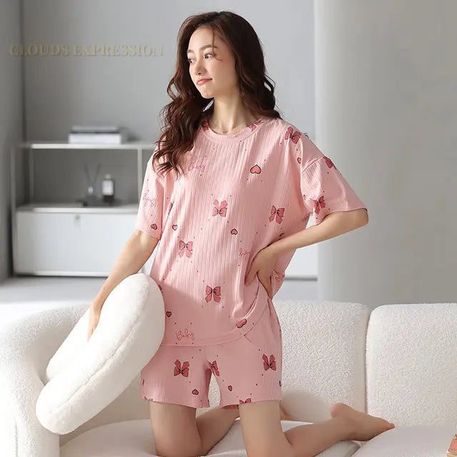 Zachte Kat Pyjama Set voor Vrouwen Zomerse Nacht