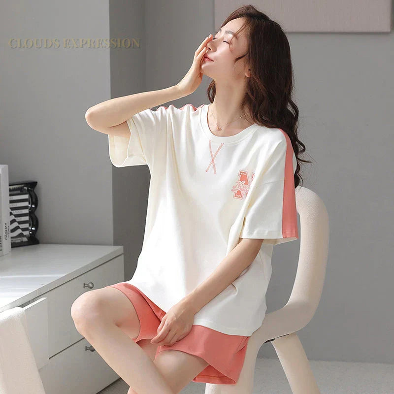 Zachte Kat Pyjama Set voor Vrouwen Zomerse Nacht