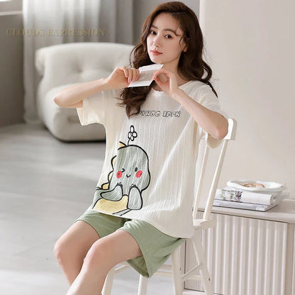 Zachte Kat Pyjama Set voor Vrouwen Zomerse Nacht