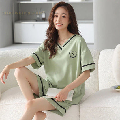 Zachte Kat Pyjama Set voor Vrouwen Zomerse Nacht