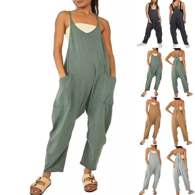 Zomer Jumpsuit Effen Kleur Jurk met Jarretels
