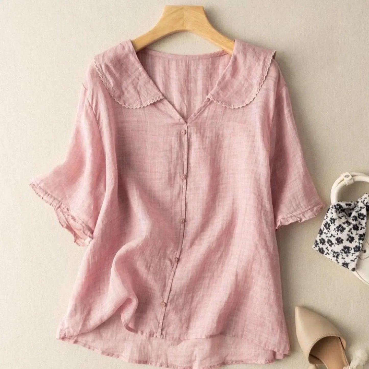 Vrouwelijke Zomer Blouse Trendy Korte Mouw