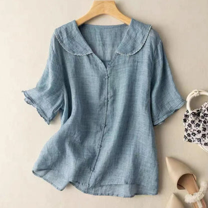 Vrouwelijke Zomer Blouse Trendy Korte Mouw