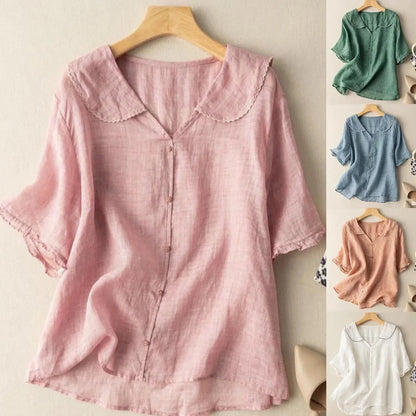 Vrouwelijke Zomer Blouse Trendy Korte Mouw - StudioMarella