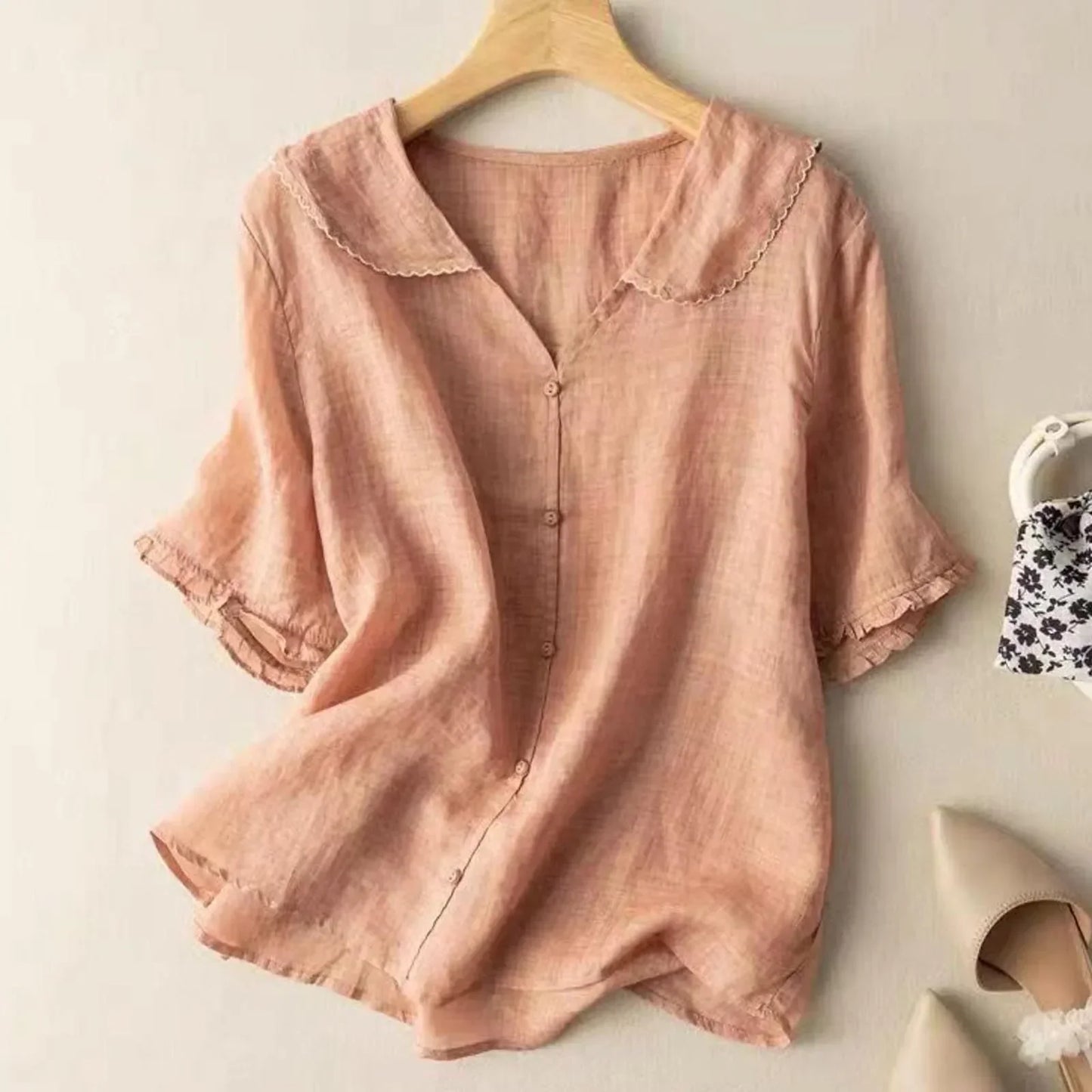 Vrouwelijke Zomer Blouse Trendy Korte Mouw