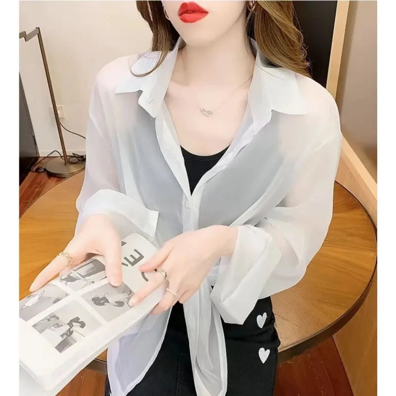 Licht Chiffon Shirt Dames Zonbeschermend Zomer blouse