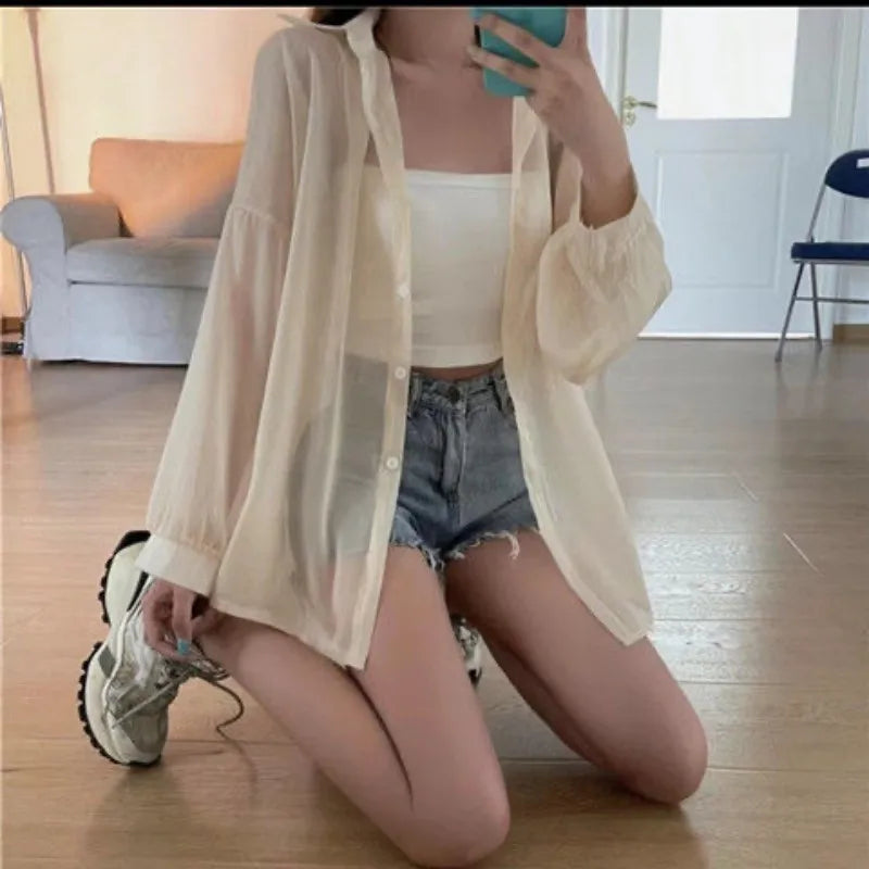 Licht Chiffon Shirt Dames Zonbeschermend Zomer blouse