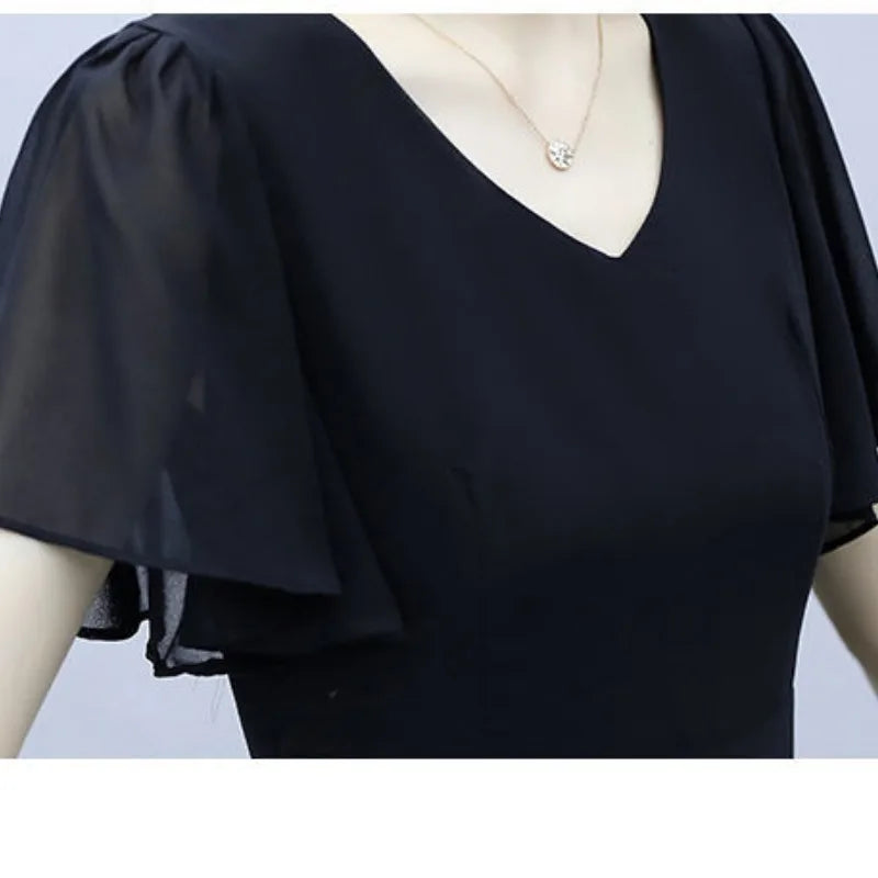 Jurk met Vlindermouwen Zomerjurk Vrouwelijk Kort Model