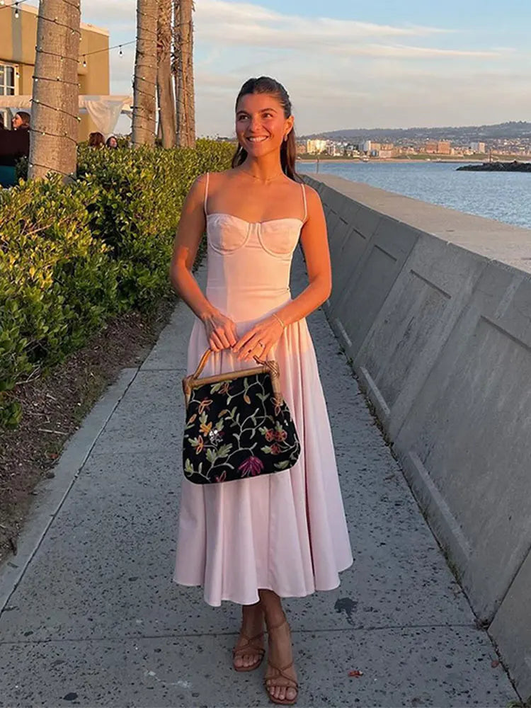 Vrouw Jurk met Suspenders Zomerse Stijl
