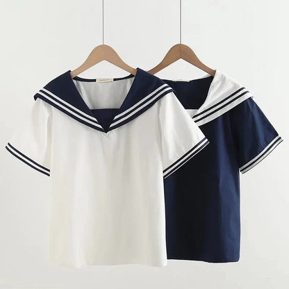 Marineblauwe Blouse met Patchwork Design
