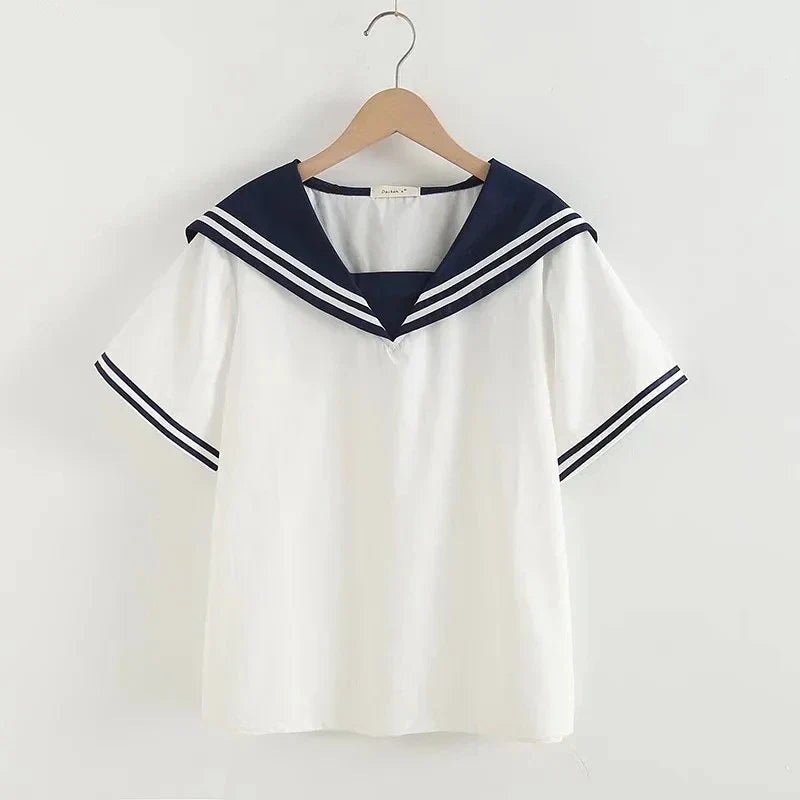 Marineblauwe Blouse met Patchwork Design