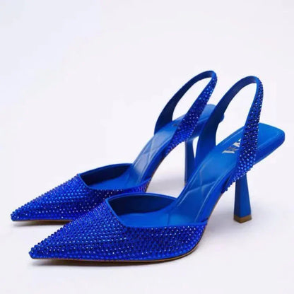 Zwarte Slingback Hakken met Glitters Elegante Stijl