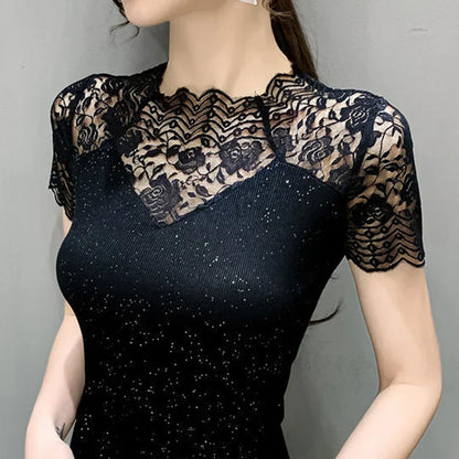 Vrouwelijke Mesh T-shirt Zomerse Glamour Look
