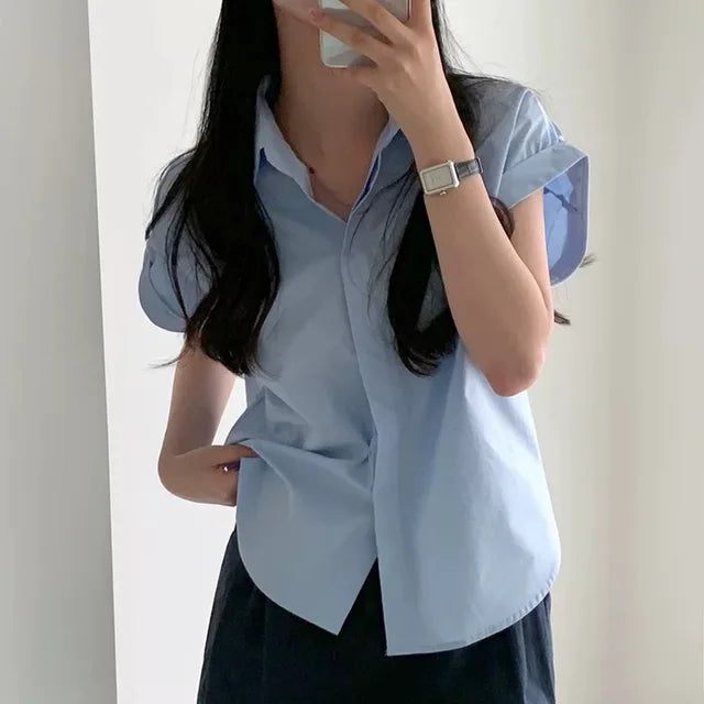 Vrouwen Blouse Effen Kleur Luxe Stof - StudioMarella