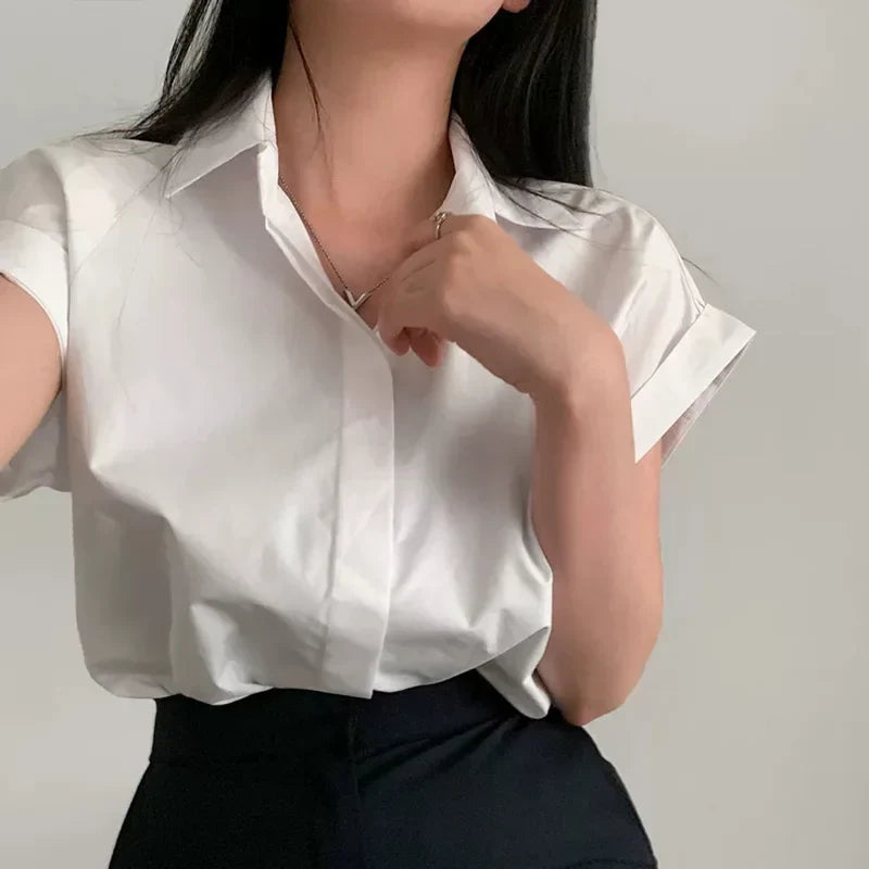 Vrouwen Blouse Effen Kleur Luxe Stof