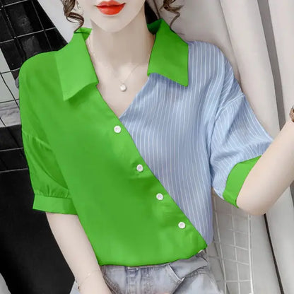 Zomer Blouse met Strepen en V-Neck voor Vrouwen