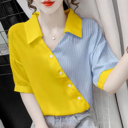 Zomer Blouse met Strepen en V-Neck voor Vrouwen