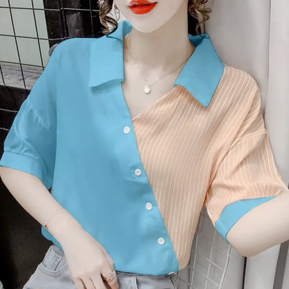 Zomer Blouse met Strepen en V-Neck voor Vrouwen