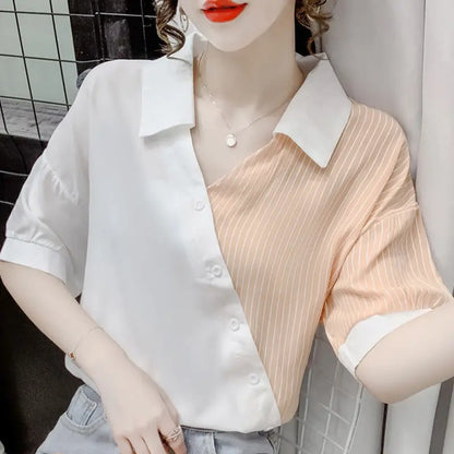 Zomer Blouse met Strepen en V-Neck voor Vrouwen