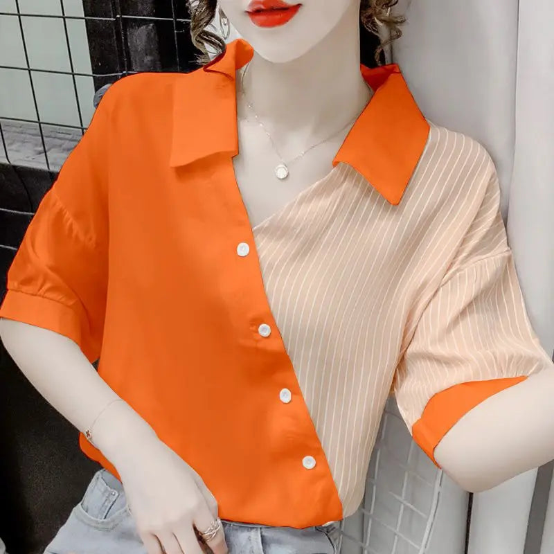 Zomer Blouse met Strepen en V-Neck voor Vrouwen