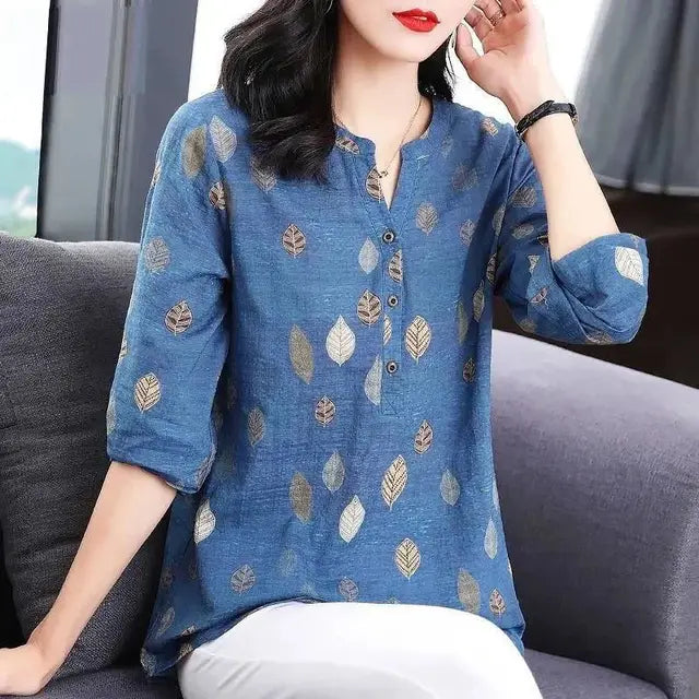Vrouwelijke Zomer Blouse Chiffon Bloemen Print - StudioMarella