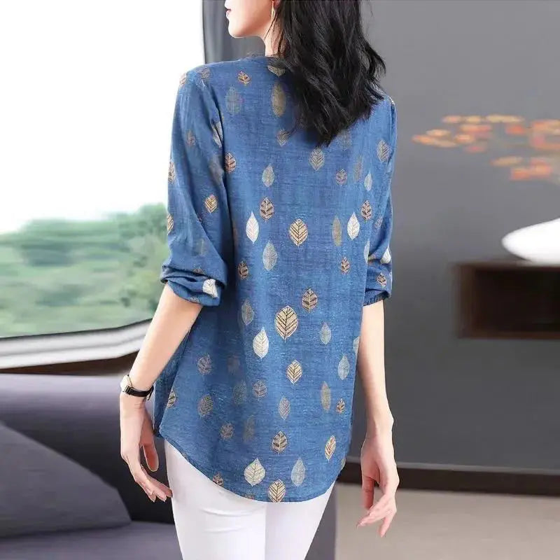 Vrouwelijke Zomer Blouse Chiffon Bloemen Print