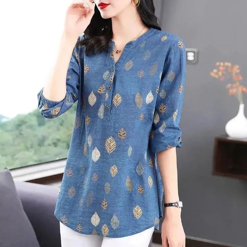 Vrouwelijke Zomer Blouse Chiffon Bloemen Print