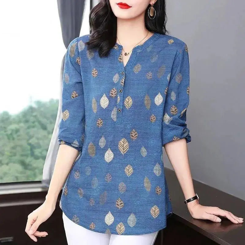 Vrouwelijke Zomer Blouse Chiffon Bloemen Print
