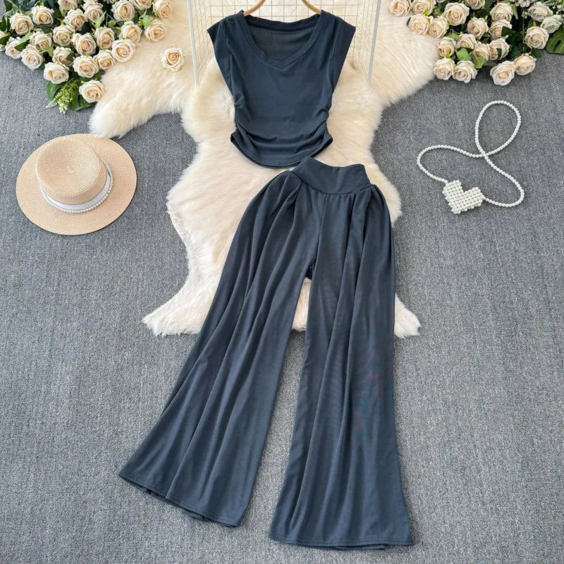 Wijde Broek Set Zomerse Boho Stijl