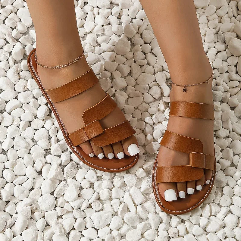 Platte Sandalen Zomer Effen Kleur Comfortabel