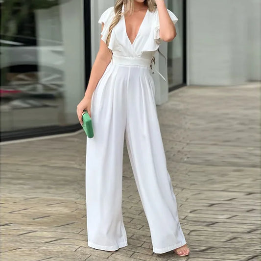 Dames Jumpsuit V-hals Zomerse Vlindermouwen - StudioMarella