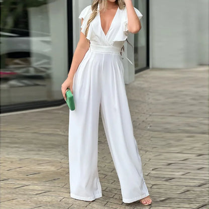 Dames Jumpsuit V-hals Zomerse Vlindermouwen
