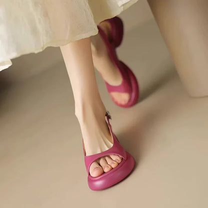Zomer Hoge Hakken met Peep-Toe en Gesp Luxe Design