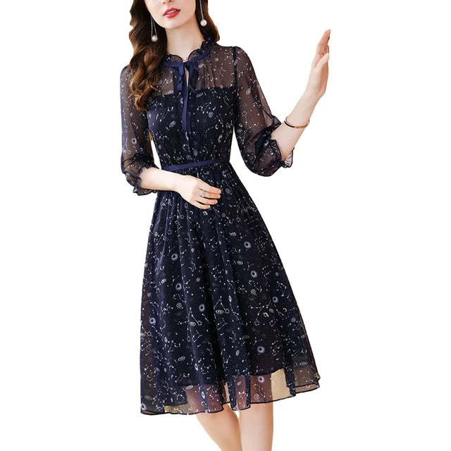 Zomerjurk Bloemenprint Vrouwelijke Jurk met Strik - StudioMarella