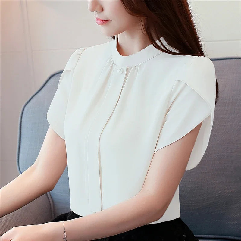 Lichte Dames Blouse Zomer Chiffon Bloemenprint
